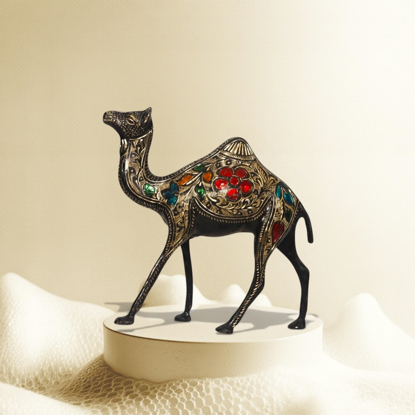 High-grade Brass Camel Sculpture, Handcrafted Heritage Artistry Luxury Decor, Royale Antique Tone Statue, Intricate Engravings Figurine.
