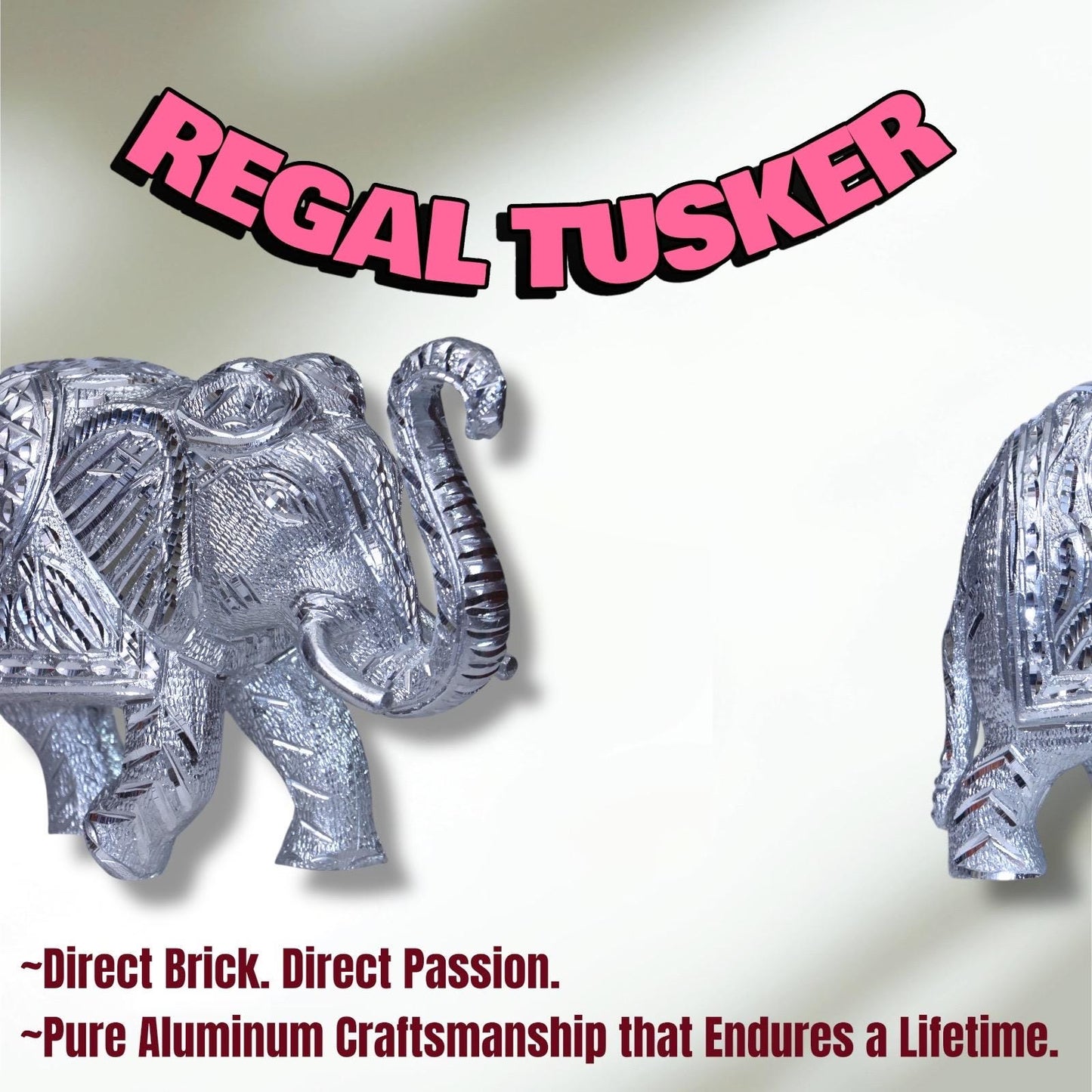 Silver Handcrafted Aluminum Elephant Decor Statue, Vintage Style Luxury Animal Sculpture, Modern Home & Office Table Figurine, Rich Silvera