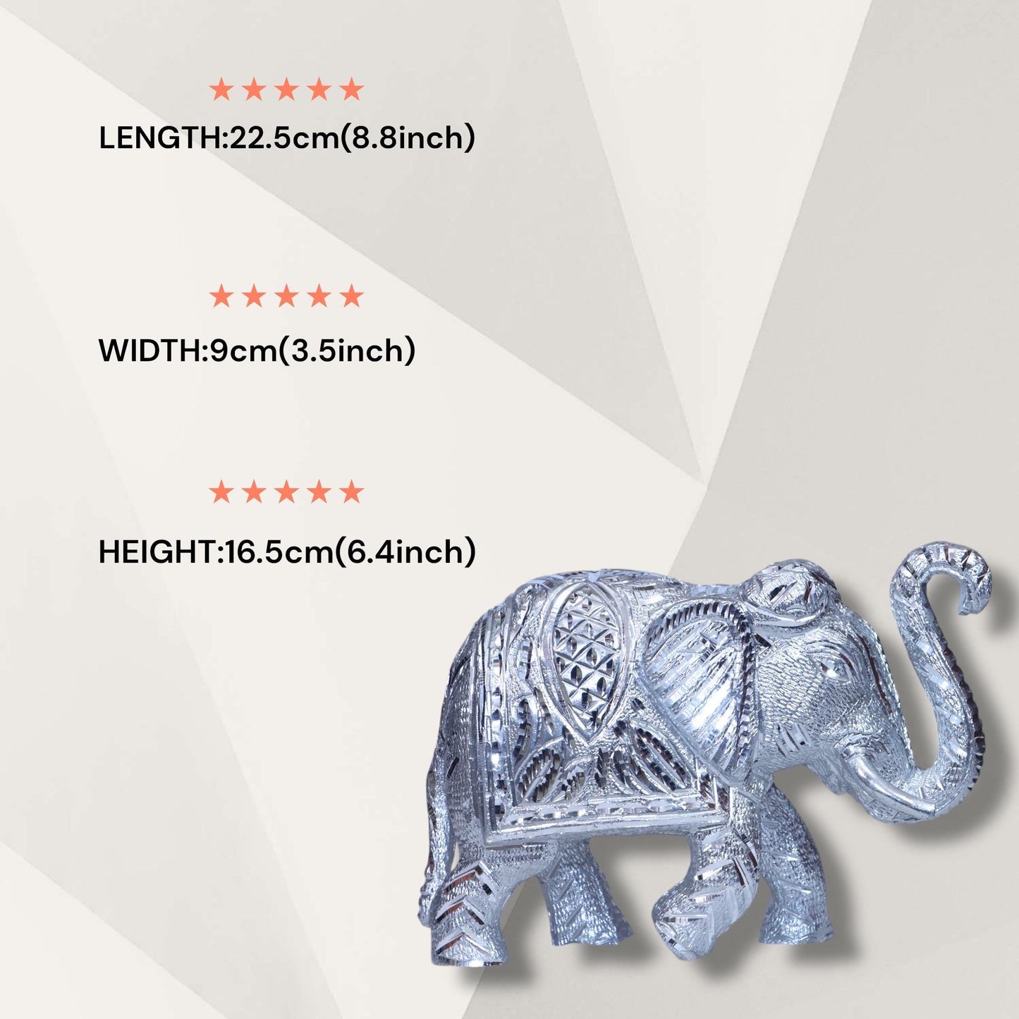 Silver Handcrafted Aluminum Elephant Decor Statue, Vintage Style Luxury Animal Sculpture, Modern Home & Office Table Figurine, Rich Silvera
