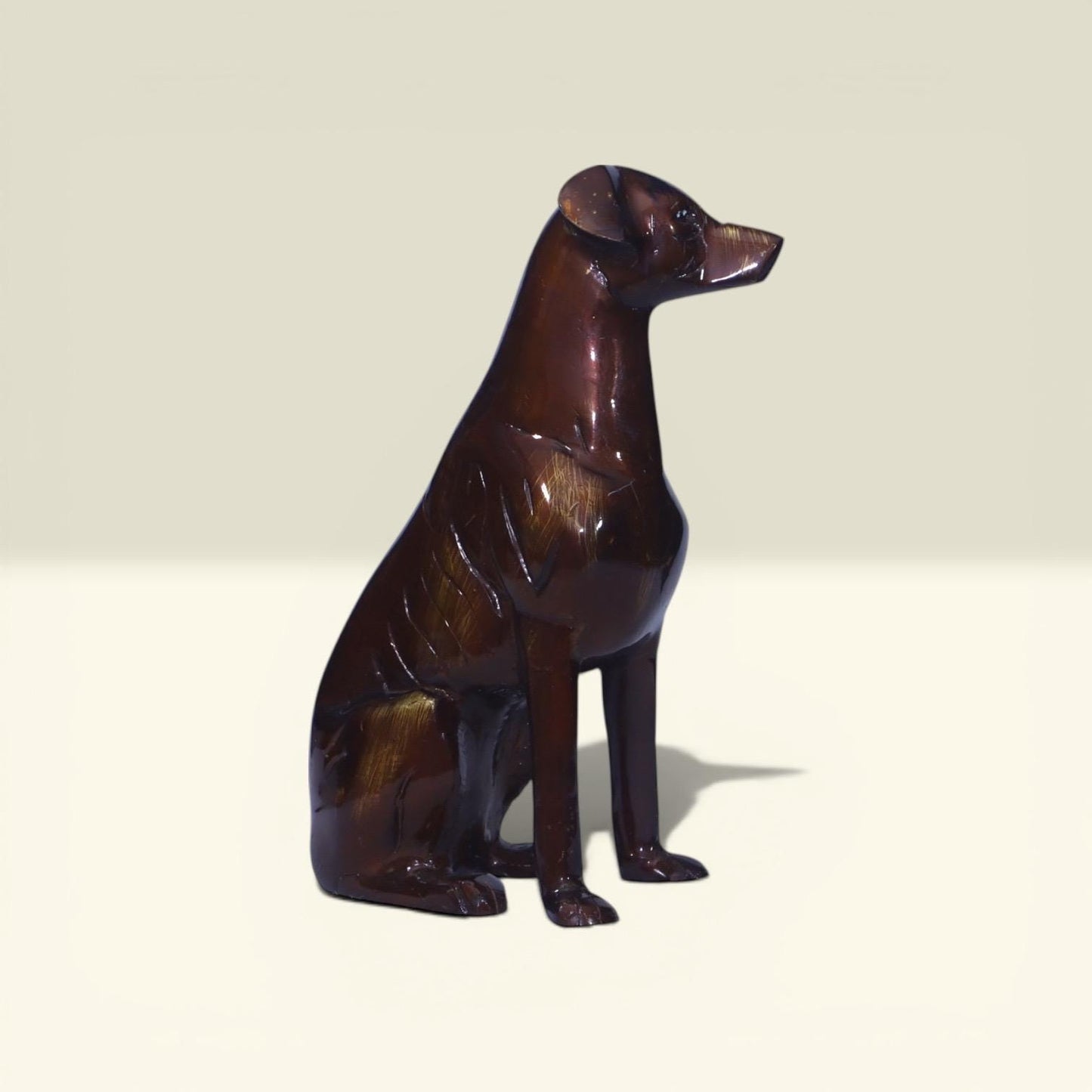 HANDMADE DOG STATUE, Animal Sculpture Vintage Art, Brass Figurine Heirloom Heavy Quality, Office Shelf Brutalist Decor, Pet Mermorial Gift .