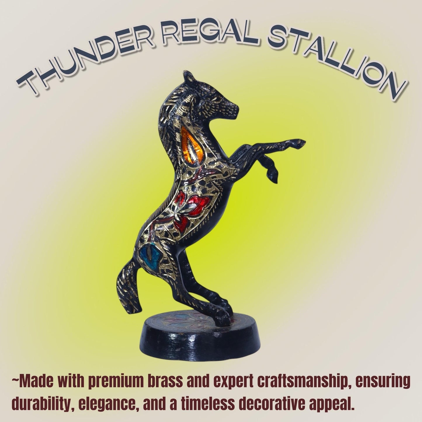 Handmade Brass Rearing Horse Statue, Collectible Vintage Antique Home Decor, Handcarved Traditional Metal Art, Luxury Symbol sculpture.