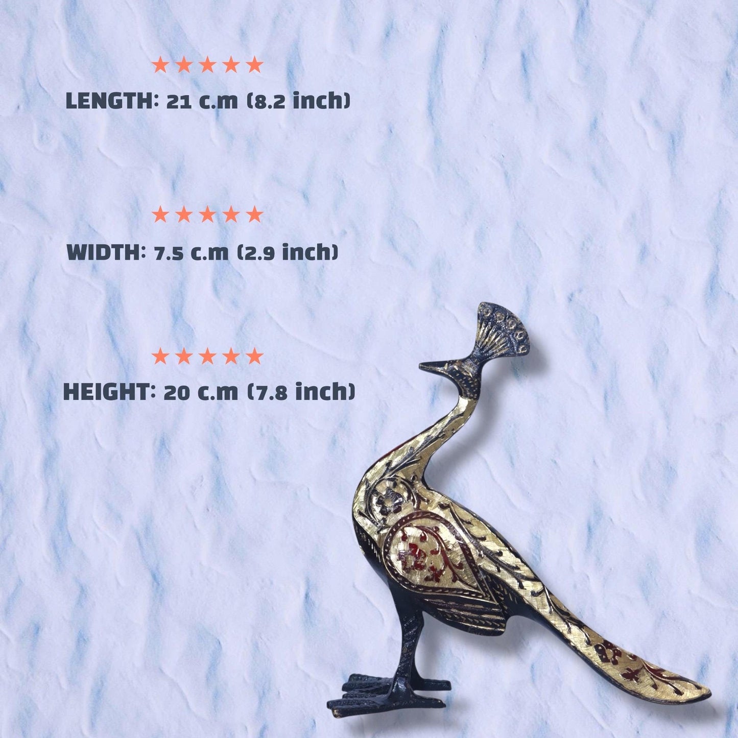 A Handcrafted Brass Peacock, Intricate Enamel Detailing & Antique Figurine , Imperial Plum Ornavia Heritage Bird, Luxury Elegance Sculpture.